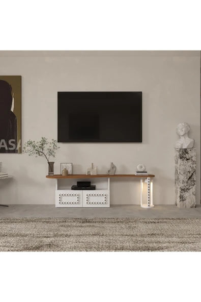 klubeconcept %100 MDF Kişiye Özel 160 cm Ponpon Detaylı Modern TV Ünitesi Özel Tasarım ürün görseli 1