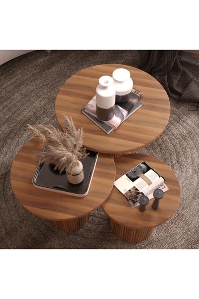 klubeconcept Bohem Esintili Modern 3'lü MDF Orta Sehpa Takımı 100% MDF ürün görseli 1