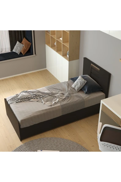 klubeconcept LED Işıklı Başlıklı Modern Tek Kişilik Yatak %100 MDF Kalite 95X195CM ürün görseli 1