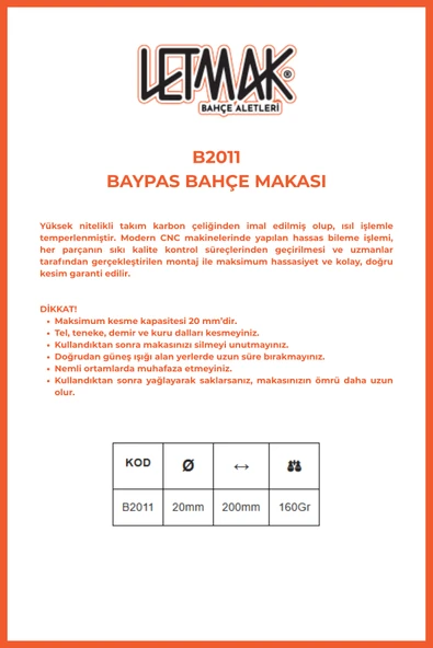 BAYPAS BAHÇE MAKASI - B2011 - Resim 4