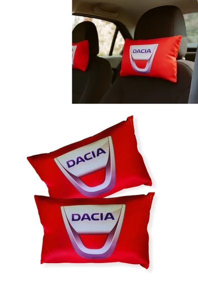 Dacia Logolu Kırmızı Seyahat Boyun Yastığı 2’li Set - Dijital Baskılı Araç Boyun Destek Yastığı ürün görseli 1