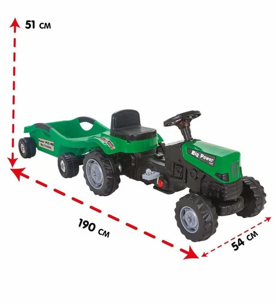 PEDALLI BİG TROLLEY TRAKTÖR YEŞİL - Resim 2