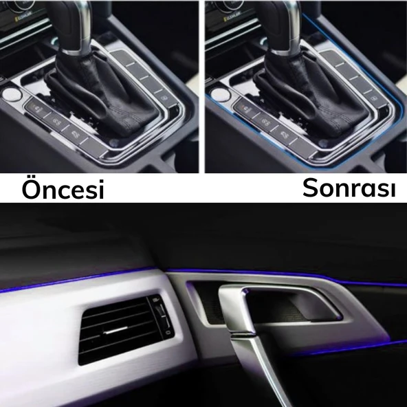 Mavi Araba Oto Trim Dekorasyon Şeridi Kauçuk Elastik Kolay Kurulum 5 metre Şerit Bant - Resim 3