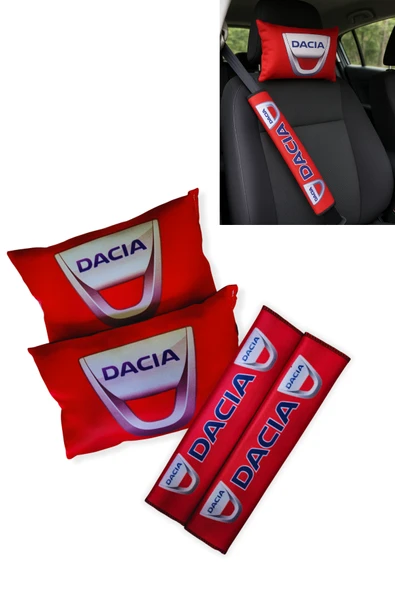 Dacia Logolu Araç Seyahat Boyun Yastığı & Emniyet Kemer Pedi - Dijital Baskılı İkili Konfor Seti ürün görseli 1