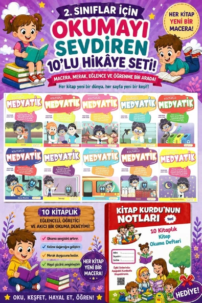 2 .Sınıf Öğrencileri İçin Zevkle Okuyacağı 10 lu Hikaye Seti - 9 (Kitap Okuma Not Defteri Hediyeli) ürün görseli 1