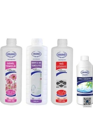 Ersağ Genel Temizlik + Banyo & Wc Temizleyici + Yağ Çöz + Damla Konsantre ürün görseli 1