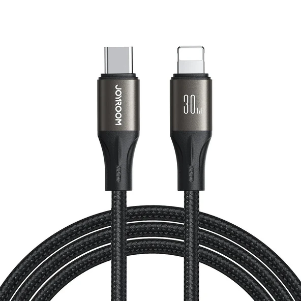 Joyroom S-A25 30W TYPE C-LIGHTNING Şarj Kablosu 1,2 Mt Siyah ürün görseli 1