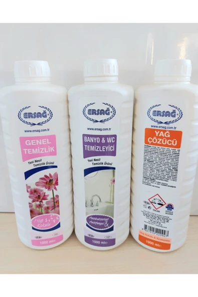 Ersağ Genel Temizlik+ Banyo Wc+ Yağ Çözücü 3'lü Temizlik Seti ürün görseli 1
