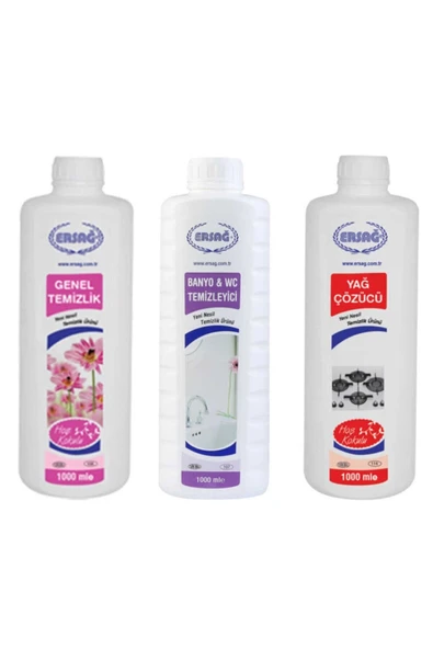 Ersağ Genel Temizlik + Banyo & Wc Temizleyici + Yağ Çöz 1000 ml. ürün görseli 1