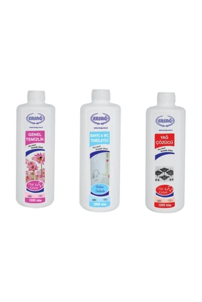 Ersağ Temizlik Seti - Genel Temizlik + Yağ Çözücü + Banyo Wc 1000 Er ml ürün görseli 1