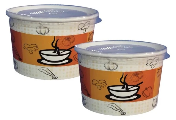 ŞeyliŞeyler Termokap Karton Çorba Kasesi 14 Oz Kapaklı 500 Adet ürün görseli 1