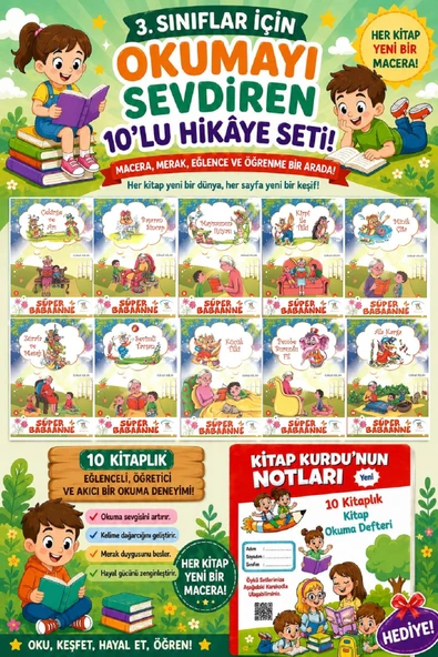 3 .Sınıf Öğrencileri İçin Zevkle Okuyacağı 10 lu Hikaye Seti -2 (Kitap Okuma Not Defteri Hediyeli) ürün görseli 1