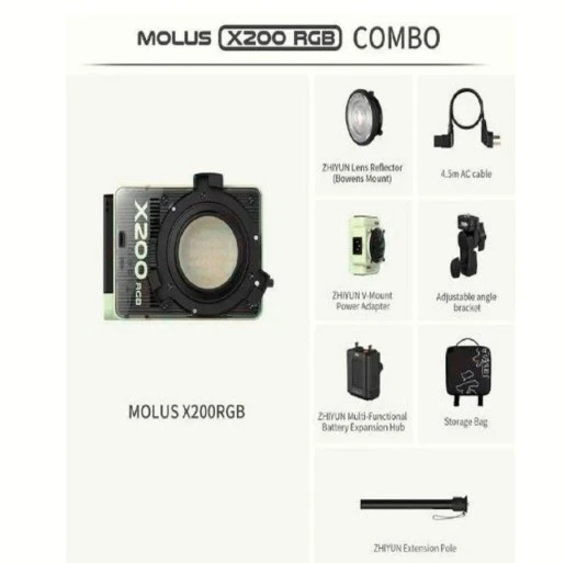 Zhiyun Molus X200 RGB Combo Paket 200W Taşınabilir LED Video Işığı- Bej ürün görseli 1