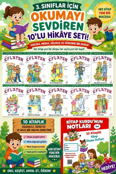 3 .Sınıf Öğrencileri İçin Zevkle Okuyacağı 10 lu Hikaye Seti -7 (Kitap Okuma Not Defteri Hediyeli) ürün görseli 1