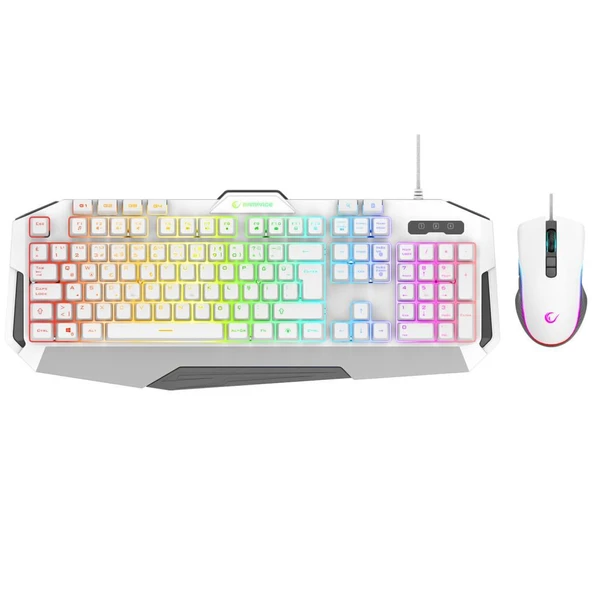 Rampage KM-34 GLARE Beyaz Usb RGB Aydınlatmalı Q 12800 DPI Mouse Gaming Oyuncu Klavye Set ürün görseli 1