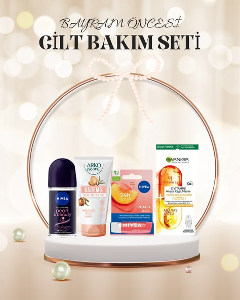 Bayram özel Bakım Seti Nivea Roll On, Dudak Balmı,  C Vitamini Maske, El Kremi ürün görseli 1