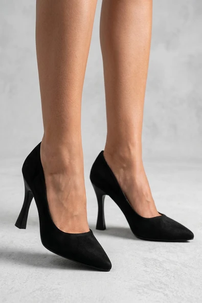 Bluefeet Siyah Süet Topuklu 8 Cm Kadın Stiletto Ayakkabı ürün görseli 1