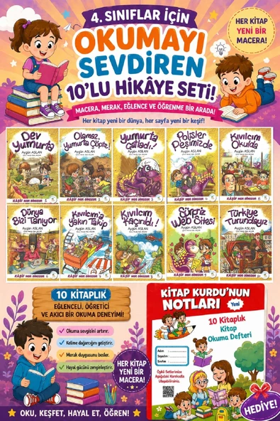 4 .Sınıf Öğrencileri İçin Zevkle Okuyacağı 10 lu Hikaye Seti -2 (Kitap Okuma Not Defteri Hediyeli) ürün görseli 1