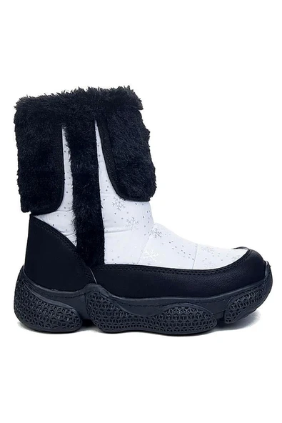Bluefeet Ltt Beyaz Siyah Fermuarlı Kız Çocuk Kar Botu ürün görseli 1
