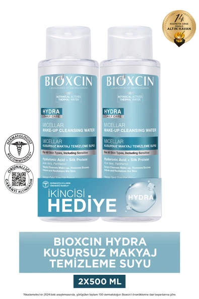Bioxcin Hydra Micellar Makyaj Temizleme Suyu 500 ml, Hyaluronik Asit, AloeVera, Pantenol (1 Alana 1 Bedava) ürün görseli 1