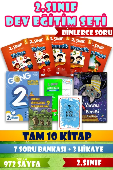 2. Sınıf Dev Eğitim Seti 10 Kitap 972 Sayfa – Binlerce Soru, Soru Bankası ve Hikaye Seti ürün görseli 1