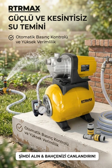 Rtrmax Rtm850 1200W 46mt Hidrafor Su Pompası - Resim 2