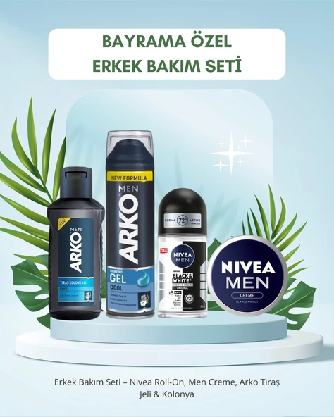 Bayrama Özel Erkek Bakım Seti: Roll-On, Creme, Tıraş Jeli & Kolonya ürün görseli 1