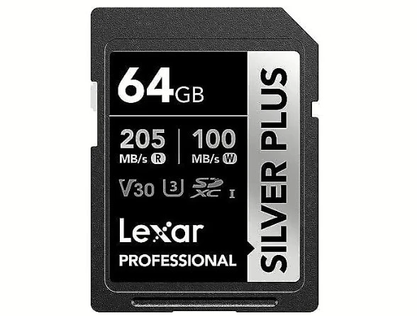 Lexar 64GB Silver Plus SD UhsI V30 U3 205MB/S Hafıza Kartı ürün görseli 1