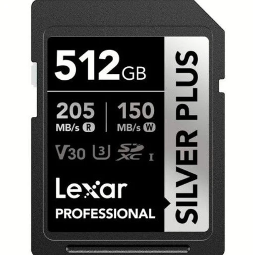 Lexar 512GB 205 mb/s Silver Plus Serisi SD Hafıza Kartı ürün görseli 1
