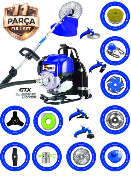 Wacker Pro German BC-427 MAX Seri Sırt Tipi Benzinli Ot Çalı Çim Biçme Tırpanı+ 11 PCS Full Set Hali Yıkamalı ürün görseli 1