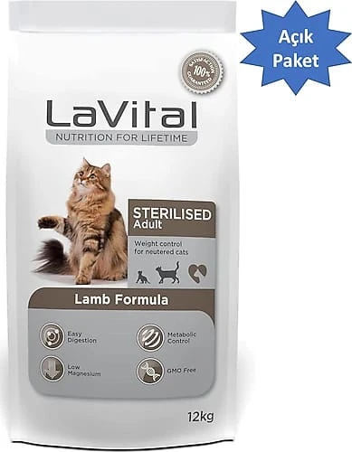 LaVital Kuzu Etli 1 kg Kısırlaştırılmış Yetişkin Kedi Maması - Açık Paket ürün görseli 1