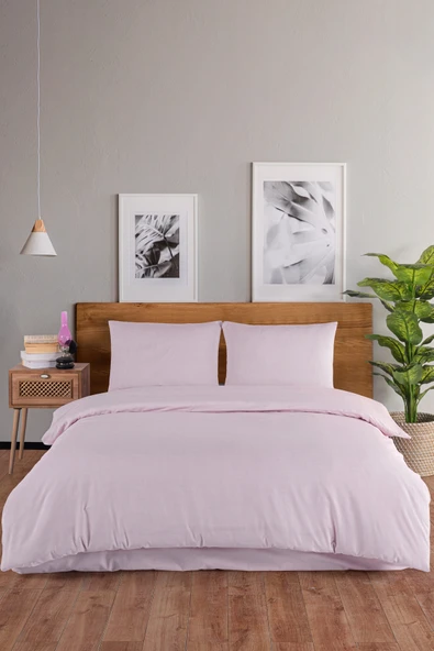 Karden Flower Solid Pamuklu Tek Kişilik Nevresim Seti - Pembe ürün görseli 1