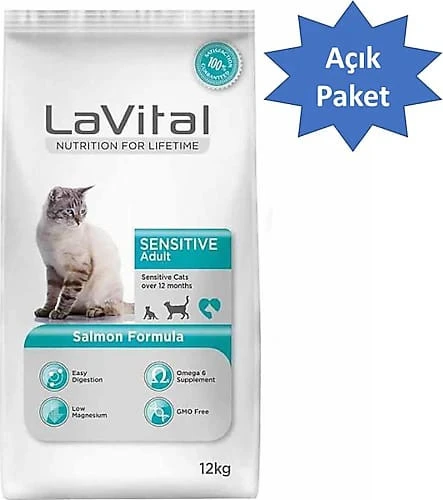LaVital Sensitive Somonlu 4 kg Yetişkin Kedi Maması - Açık Paket ürün görseli 1