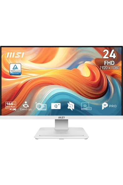 MSI 23.8" PRO MP241W E14V 1920x1080 (FHD) 16:9 FLAT VA 144HZ 1MS (MPRT) FREESYNC BEYAZ MONITOR ürün görseli 1