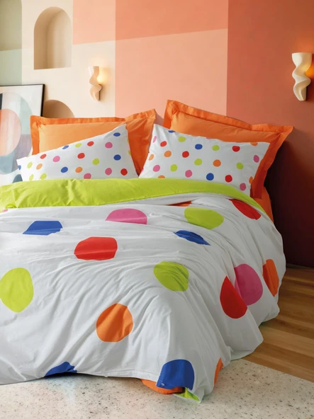 Cotton Box Ranforce Nevresim Takımı Çift Kişilik Dotsy Turuncu ürün görseli 1