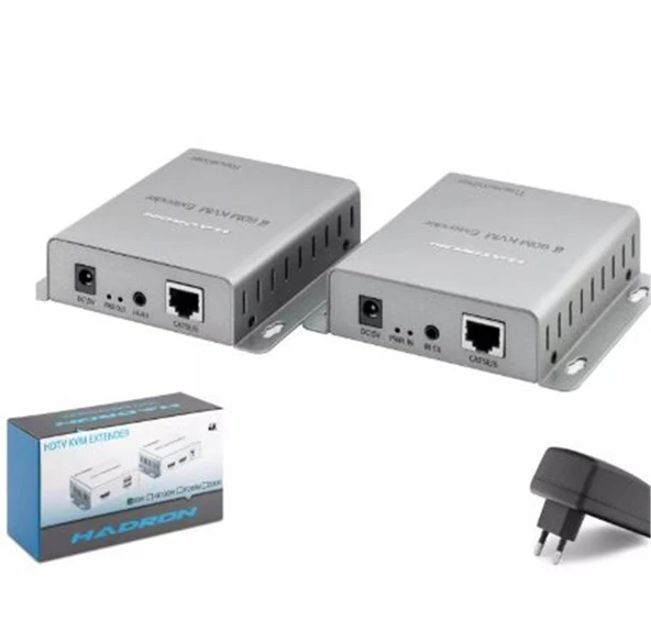 HADRON HDX1600 HDMI KVM Extender 4K 30 Hz 60 m - Gümüş ürün görseli 1
