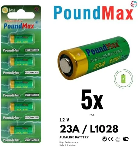 5 adet 23A 12 V alkali pil, 23AE, A23, LRV08, MN21, V23GA, A23S, L1028, 8LR932, P23GA, garaj kapısı açıcıları, uzaktan kumandalar, alarm sistemleri için günlük kullanım için cıva içermeyen piller ürün görseli 1