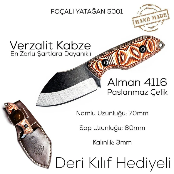 Foçalı 5001 Verzalit Yatağan El Yapımı 15cm Av Kamp Bıçağı ürün görseli 1