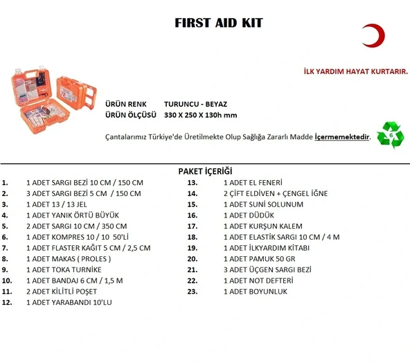 Büyük Boy İlk Yardım Seti First Aid Kit - Resim 2