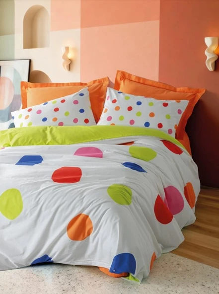 Cotton Box Modeline Tek Kişilik Nevresim Takımı Dotsy Turuncu ürün görseli 1