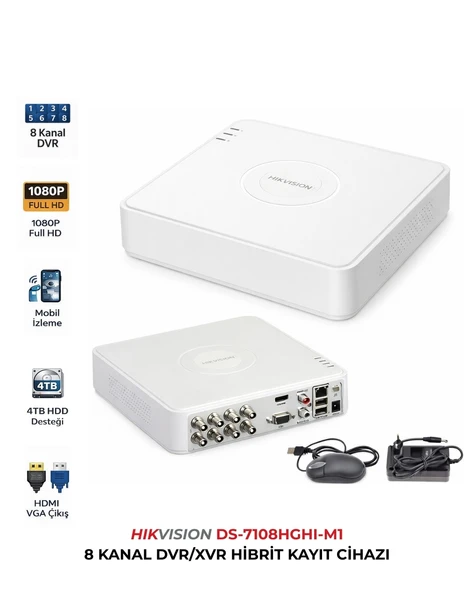 Hikvision DS-7108HGHI-M1 8 Kanal DVR İnsan Araç Sınıflandırma Destekli ürün görseli 1