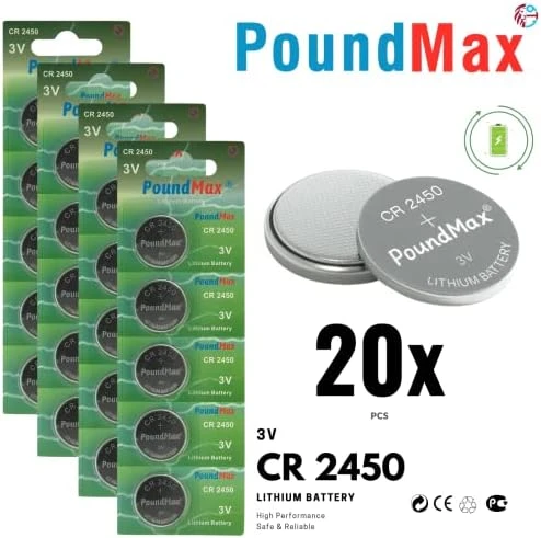 20 X PoundMax CR2450, DL2450,ECR2450, KCR2450 3V Lityum Madeni Düğme Pil ürün görseli 1