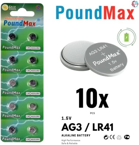 10 Adet AG3 LR41 LR736 / L736 / G3 / G3A / 3GA / 192 / GP192 / V3GA / RW87 1.5V PoundMax Alkalin Düğme Piller Küçük Elektronik Ev Aletleri, Araba Anahtarları, ölçüm cihazları ve hesap makineleri ürün görseli 1