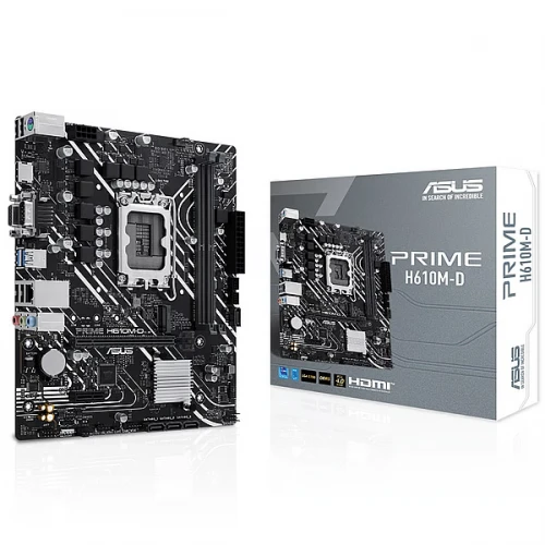 ASUS PRIME H610M-D, 2xDDR5, M.2, D-SUB, HDMI, RS232 Port, 12-13.14.Nesil, LGA1700 Soket, Anakart ürün görseli 1