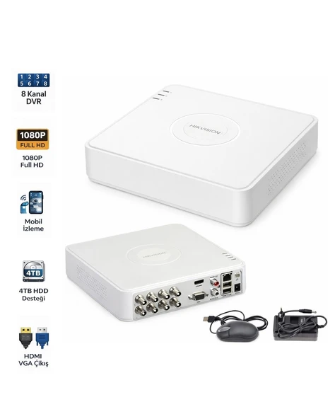 Hikvision DS-7108HGHI-M1 8 Kanal Turbo HD DVR 4TB Disk Destekli ürün görseli 1