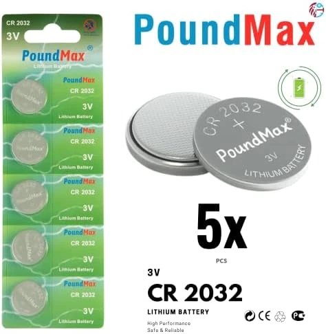 PoundMax 5 adet CR2032,DL2032 3V Lityum Düğme Pil,AirTag,Araba Anahtarlık,uzak kumandalı araba,terazi ve tıbbi cihazlar ile uyumlu ürün görseli 1