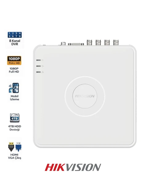 Hikvision DS-7108HGHI-M1 Mini DVR 8 Kanal Güvenlik Sistemi Kayıt Cihazı ürün görseli 1