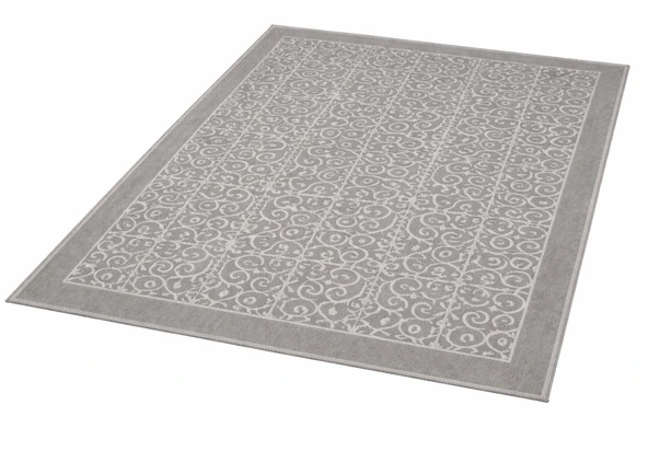 Pamuklu Bukle Lüks Kilim (140x200)-Spiral Gri ürün görseli 1