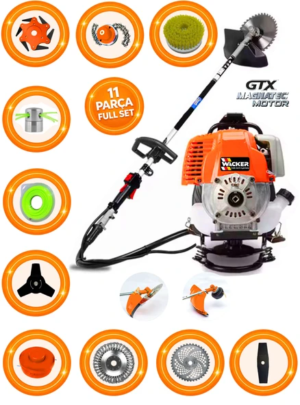 Wacker Pro German TX-462 MAX Seri Sırt Tipi Benzinli Ot Çalı Çim Biçme Tırpanı+ 11 PCS Full Set Hali Yıkamalı ürün görseli 1