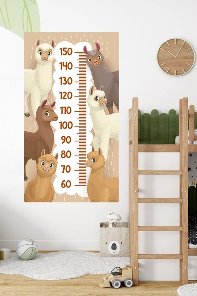 Lama Temalı Dekoratif Çocuk Boy Ölçer Sticker – Duvar Cetveli Takip Çizelgesi ürün görseli 1